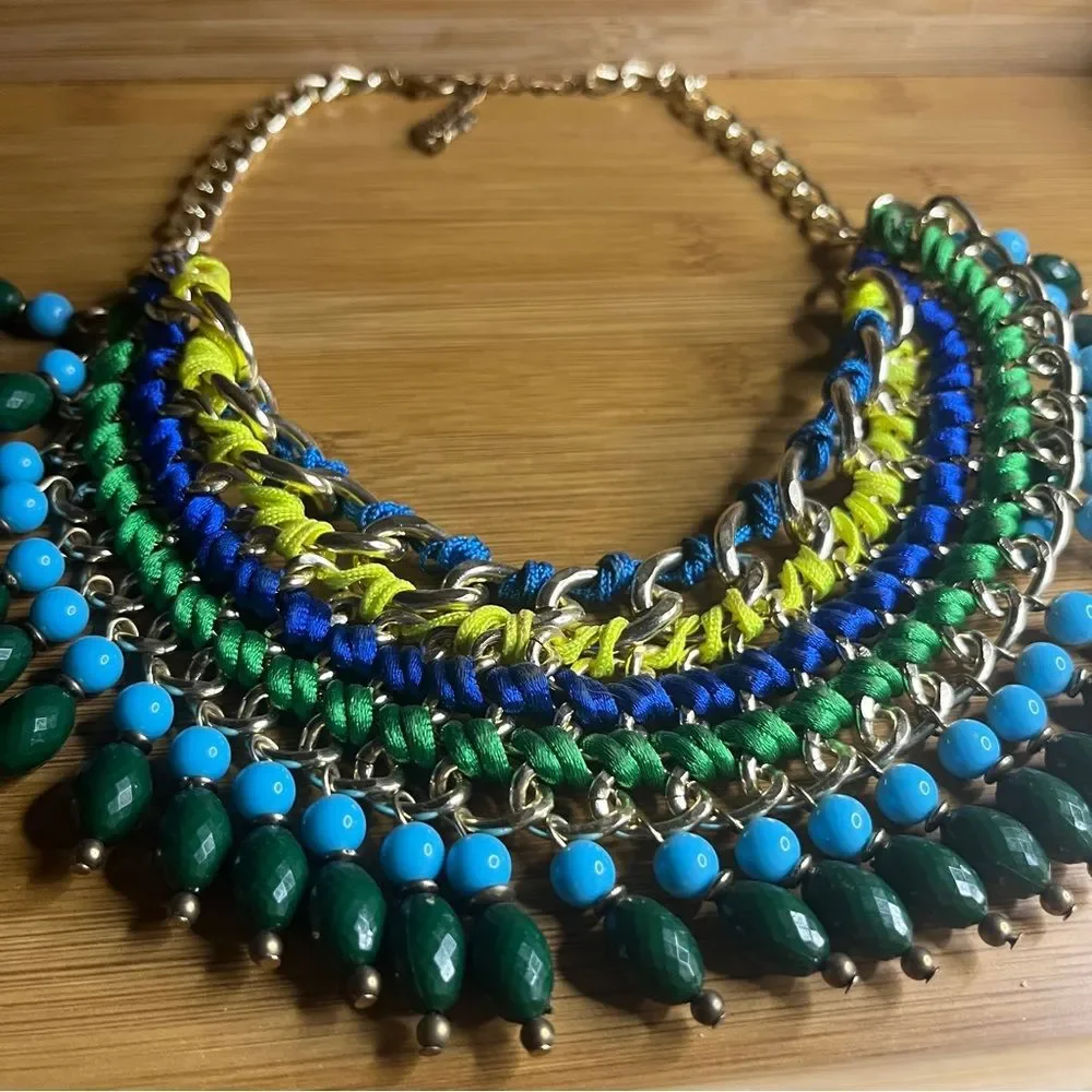 Boutique Colorful Statement Bib Necklace